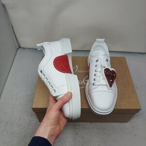 Christian Louboutin WOMENS White Heart Love Adolon Junior White Sneaker